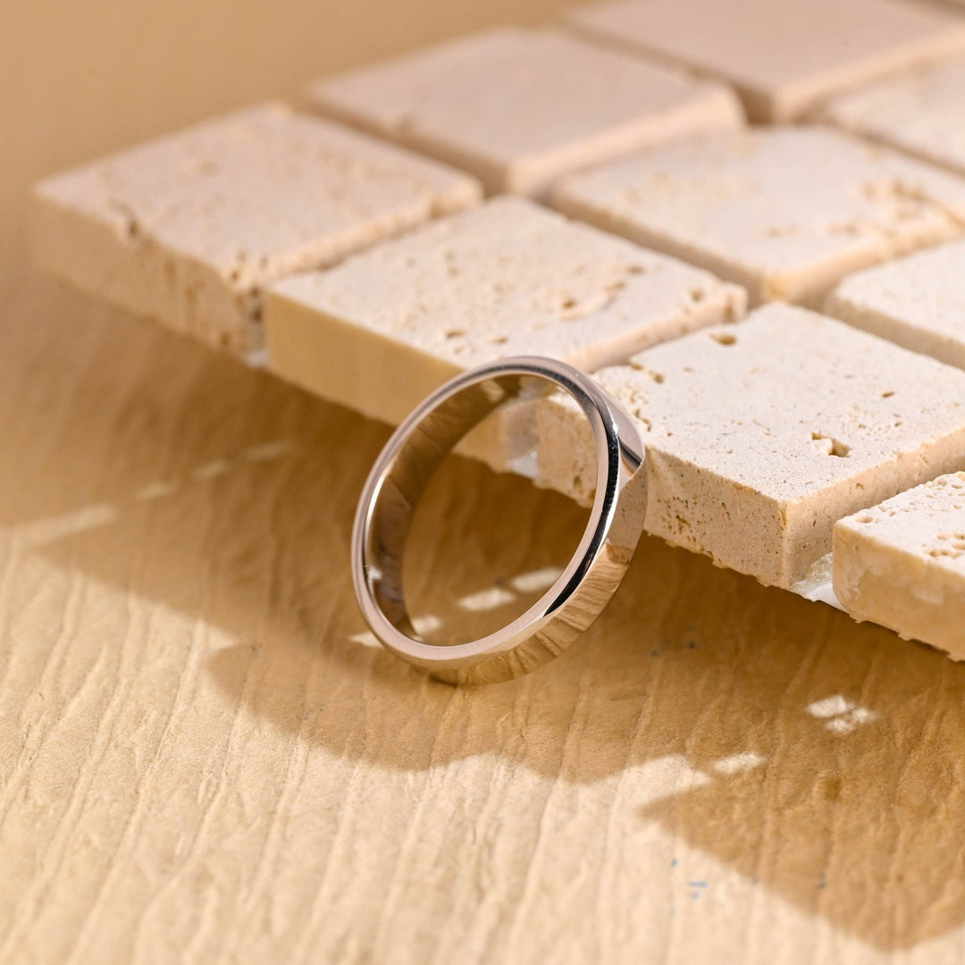 4.3mm Flat Shine Men's Gold Wedding Band, Anniversary Gift For Men - Doozy Diamonds