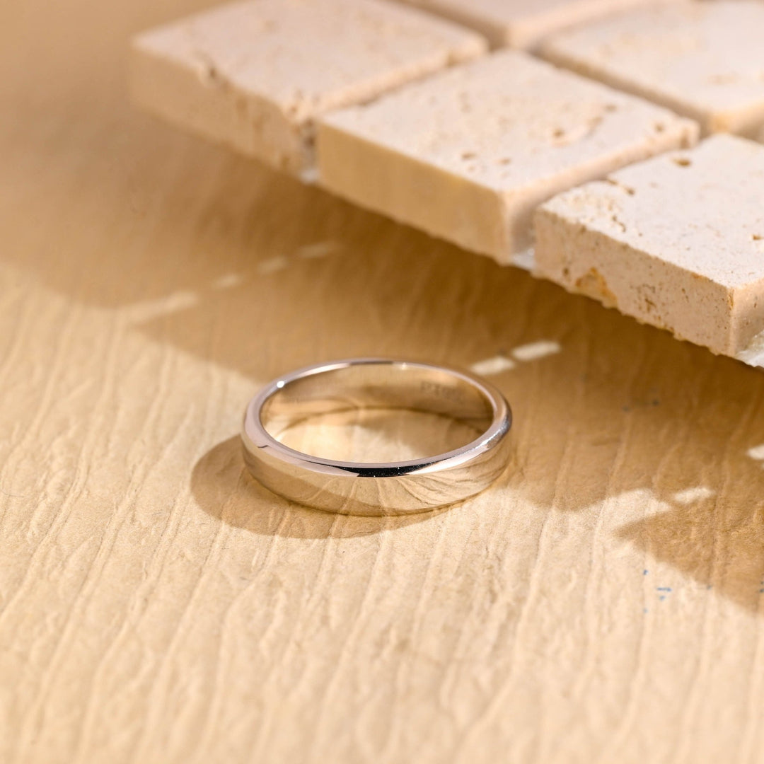 4.3mm Flat Shine Men's Gold Wedding Band, Anniversary Gift For Men - Doozy Diamonds