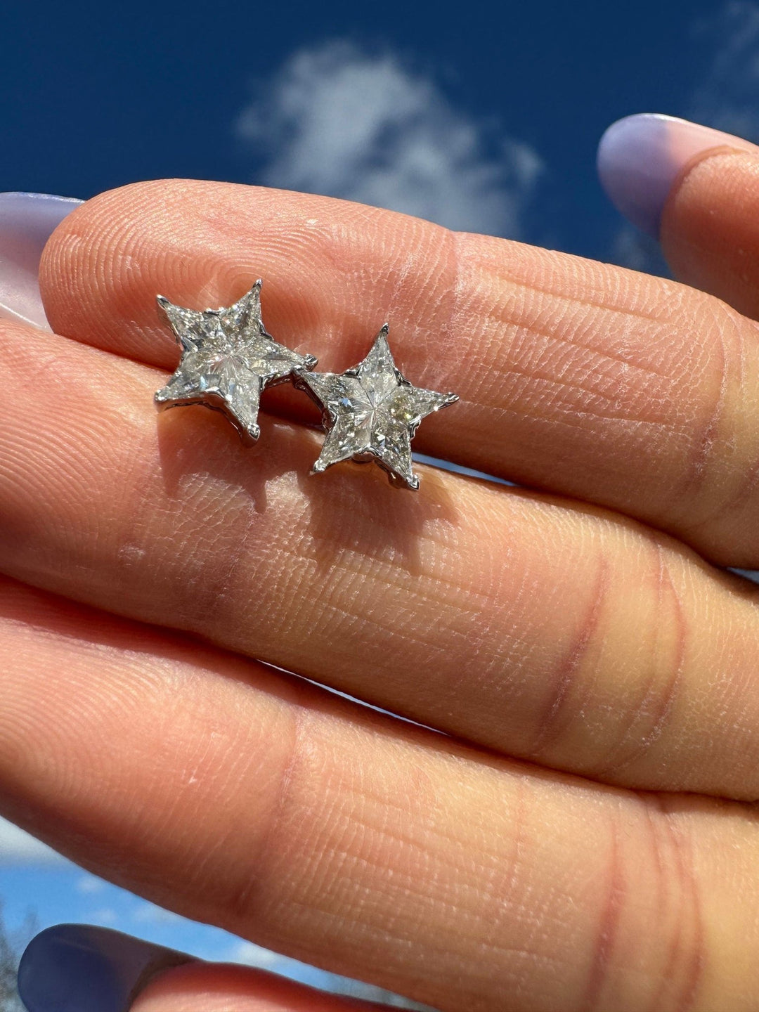 14k White Gold Star lab grown diamonds Stud Earrings for Women - Doozy Diamonds