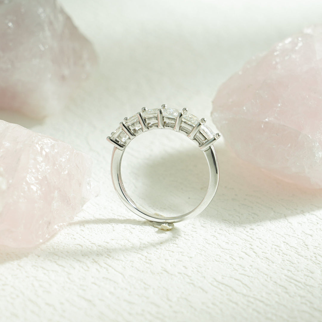 Princess lab grown diamond band worn on hand