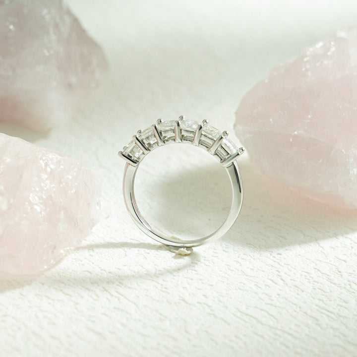 Princess lab grown diamond band worn on hand