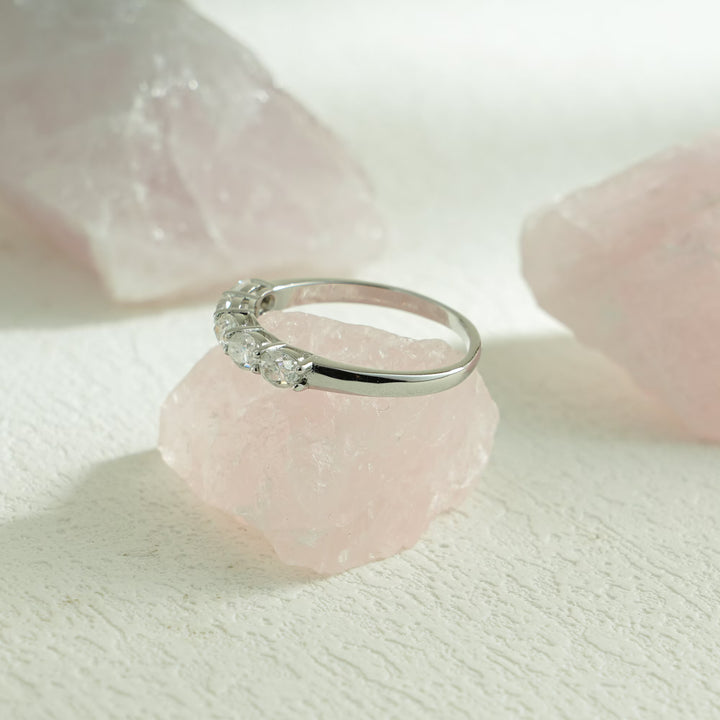 Oval diamond wedding band in white gold