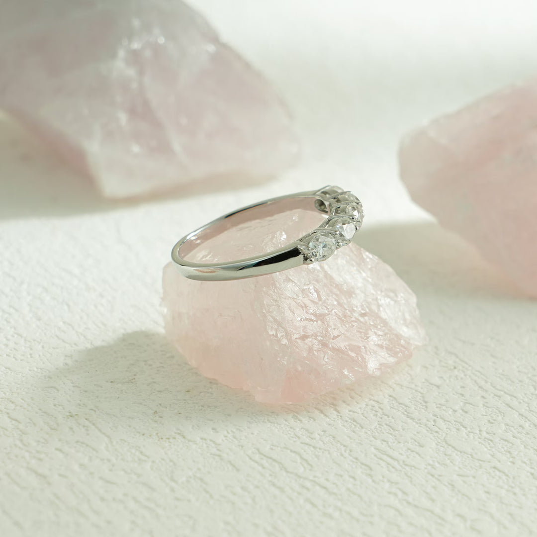 Oval diamond wedding band in rose gold