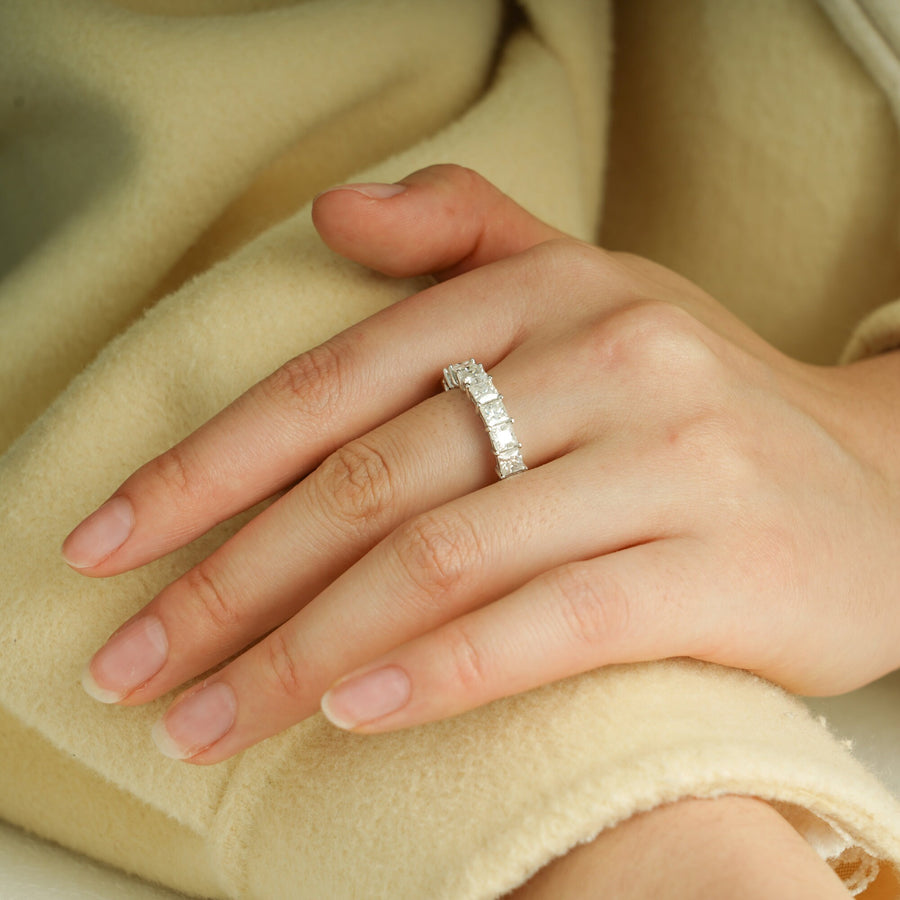 Princess princess diamond wedding band front view