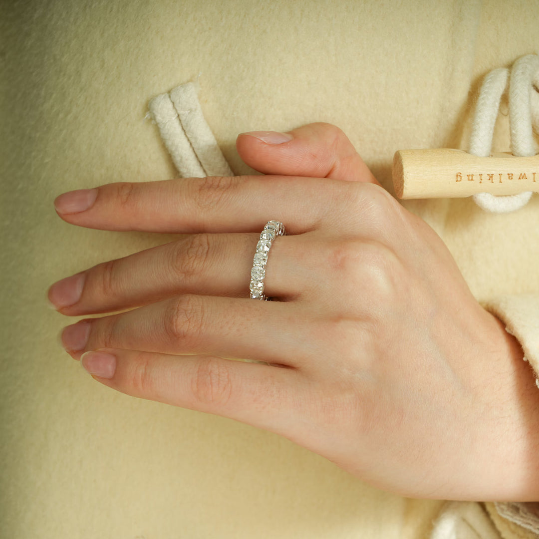 Cushion cushion diamond wedding band front view