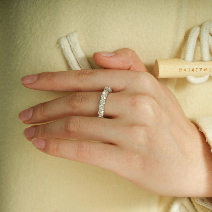 Cushion cushion diamond wedding band front view