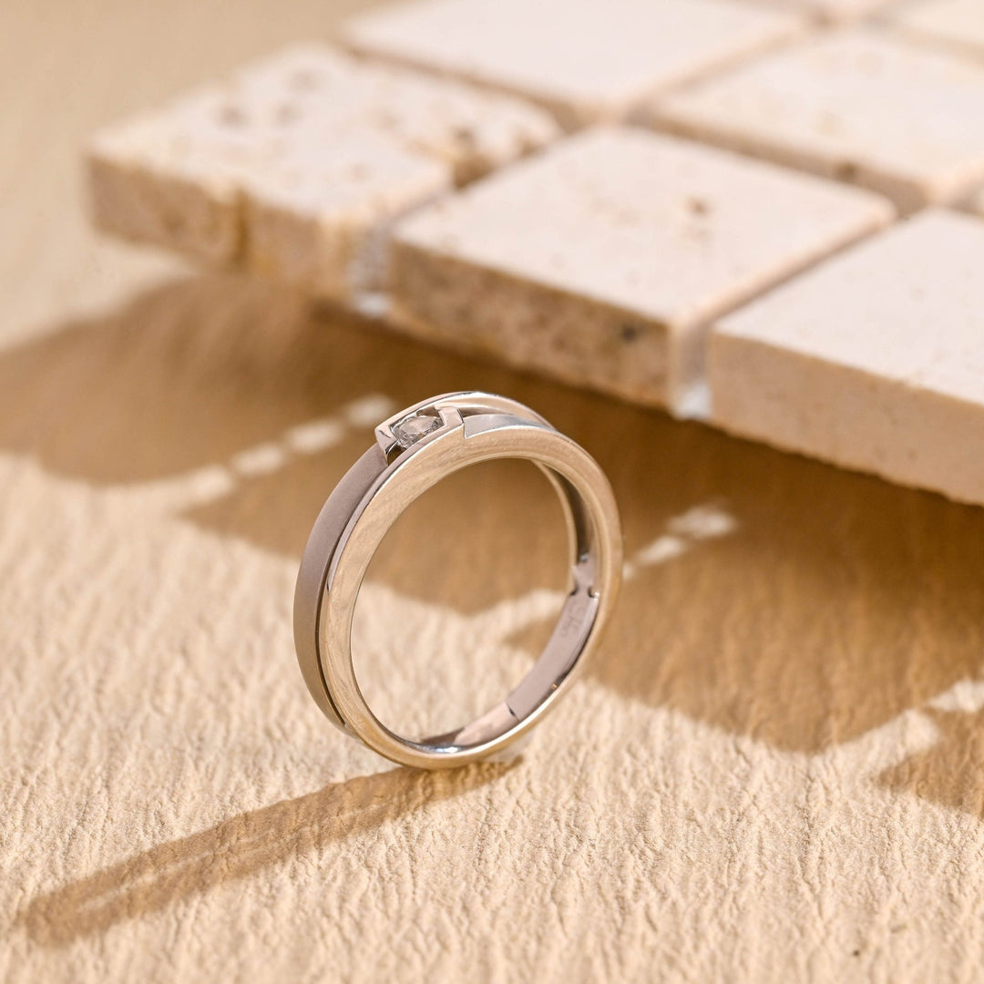 0.01CT Round Cut Minimalist Lab Grown Men's Wedding Band in Solid Gold - Doozy Diamonds