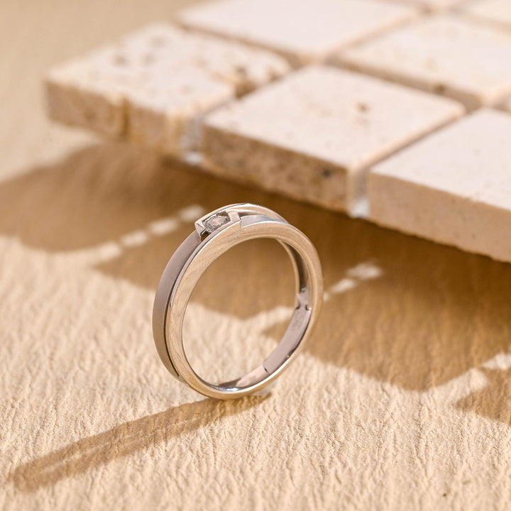 0.01CT Round Cut Minimalist Lab Grown Men's Wedding Band in Solid Gold - Doozy Diamonds
