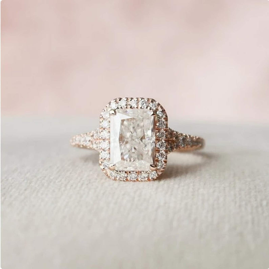 Shop the radiant cut pave engagement ring collection online
