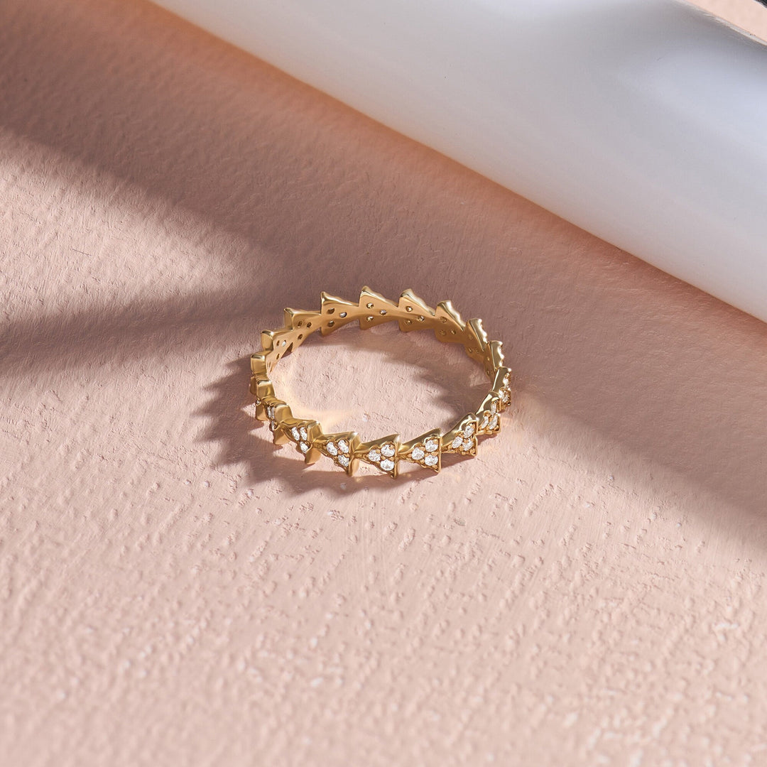 Round Cut Diamond Eternity Triangle Wedding Ring for Women - Doozy Diamonds