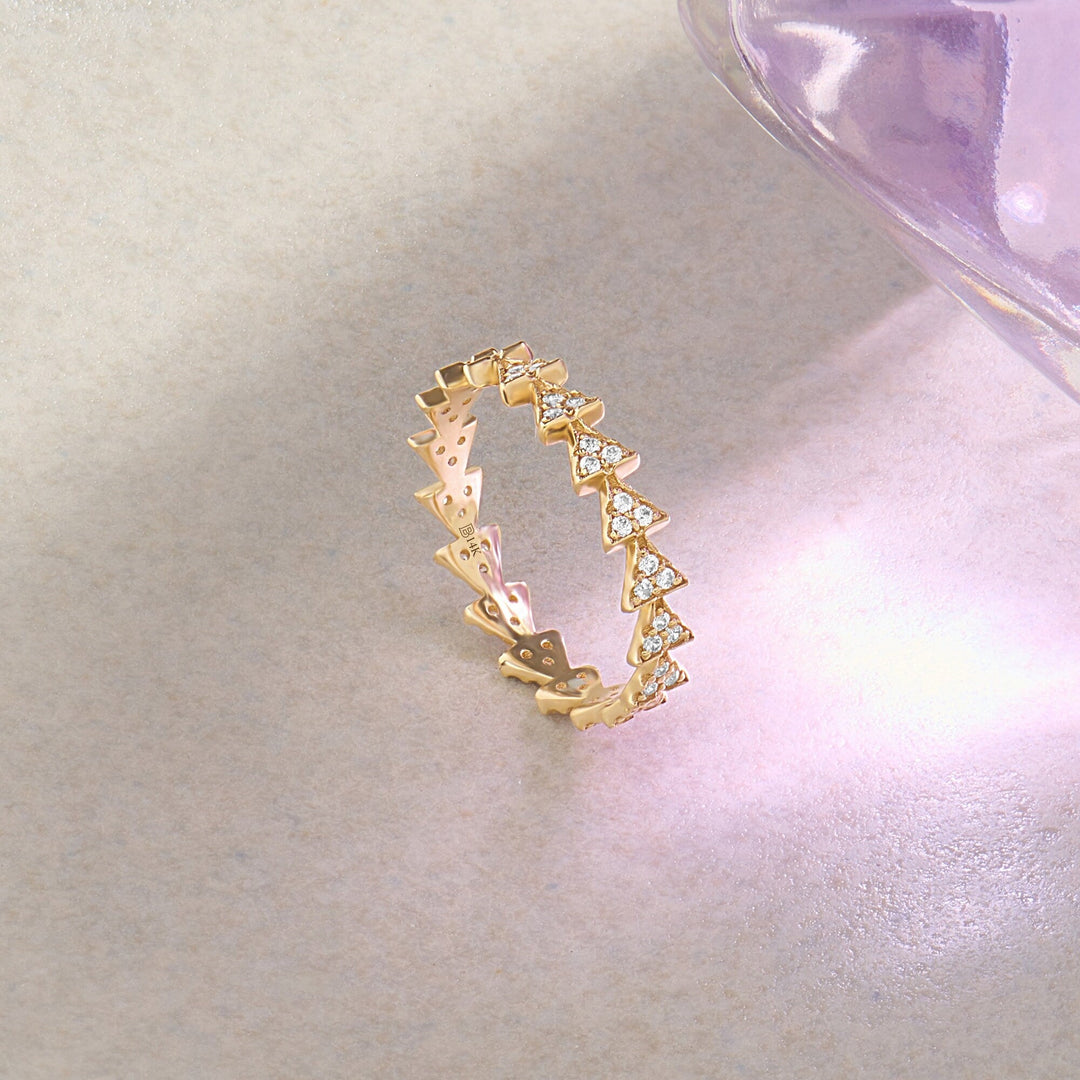 Round Cut Diamond Eternity Triangle Wedding Ring for Women - Doozy Diamonds
