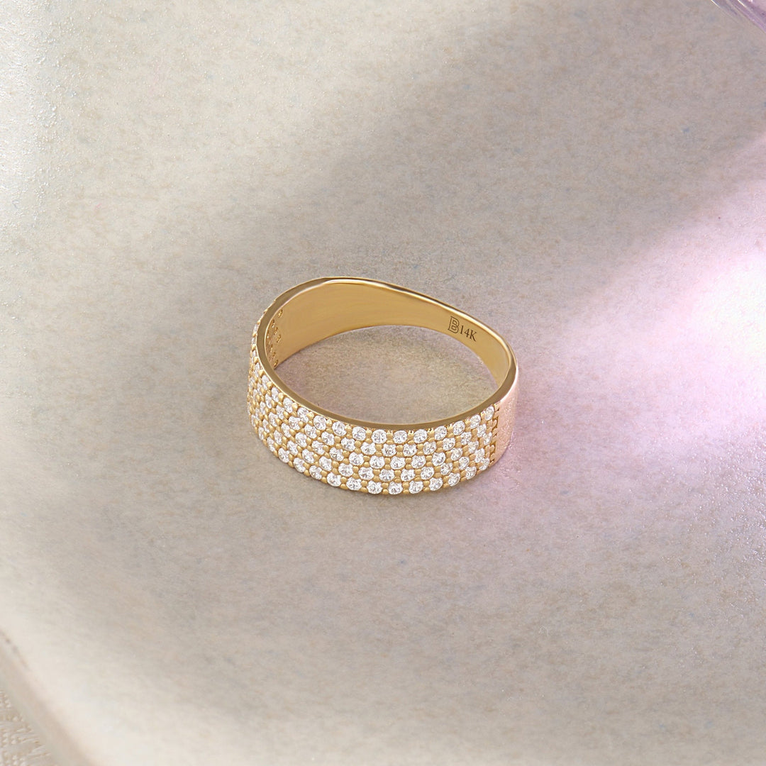 Round Cut Diamond Pave Thick Ring Gift for Her - Doozy Diamonds