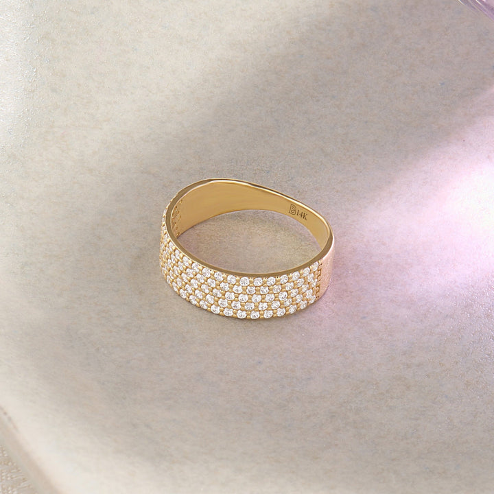 Round Cut Diamond Pave Thick Ring Gift for Her - Doozy Diamonds