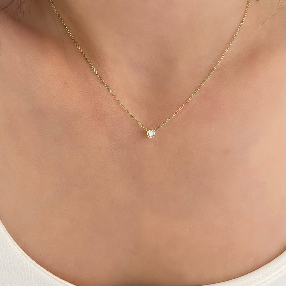 Bezel Set Round Cut Diamond Necklace for Women - Doozy Diamonds