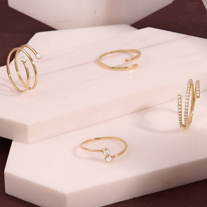 Adjustable Open lab grown diamonds Ring in Solid Yellow Gold - Doozy Diamonds
