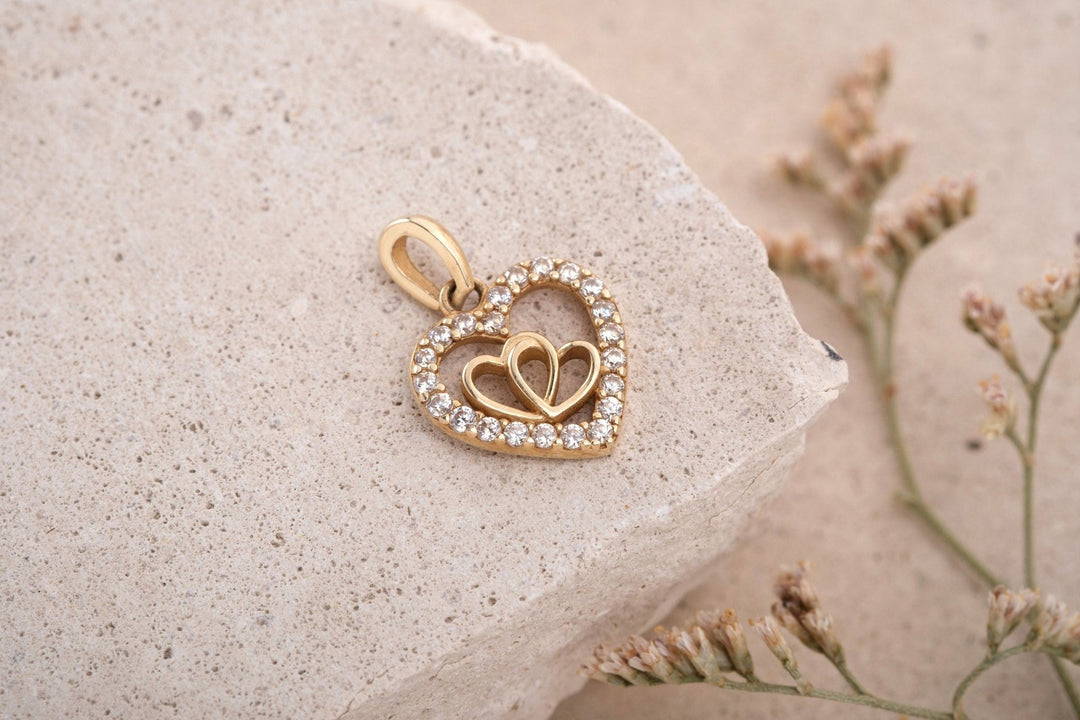 Round Cut Diamond Hearts Necklace for Women - Doozy Diamonds