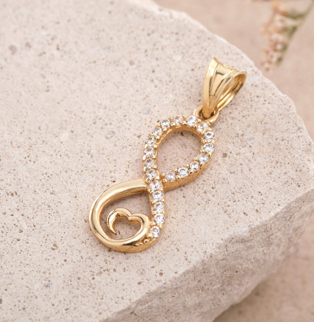 14K Solid Gold Heart with Infinity Diamond Necklace for Women - Doozy Diamonds