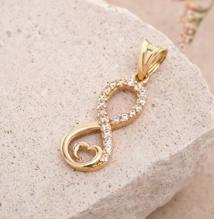 14K Solid Gold Heart with Infinity Diamond Necklace for Women - Doozy Diamonds