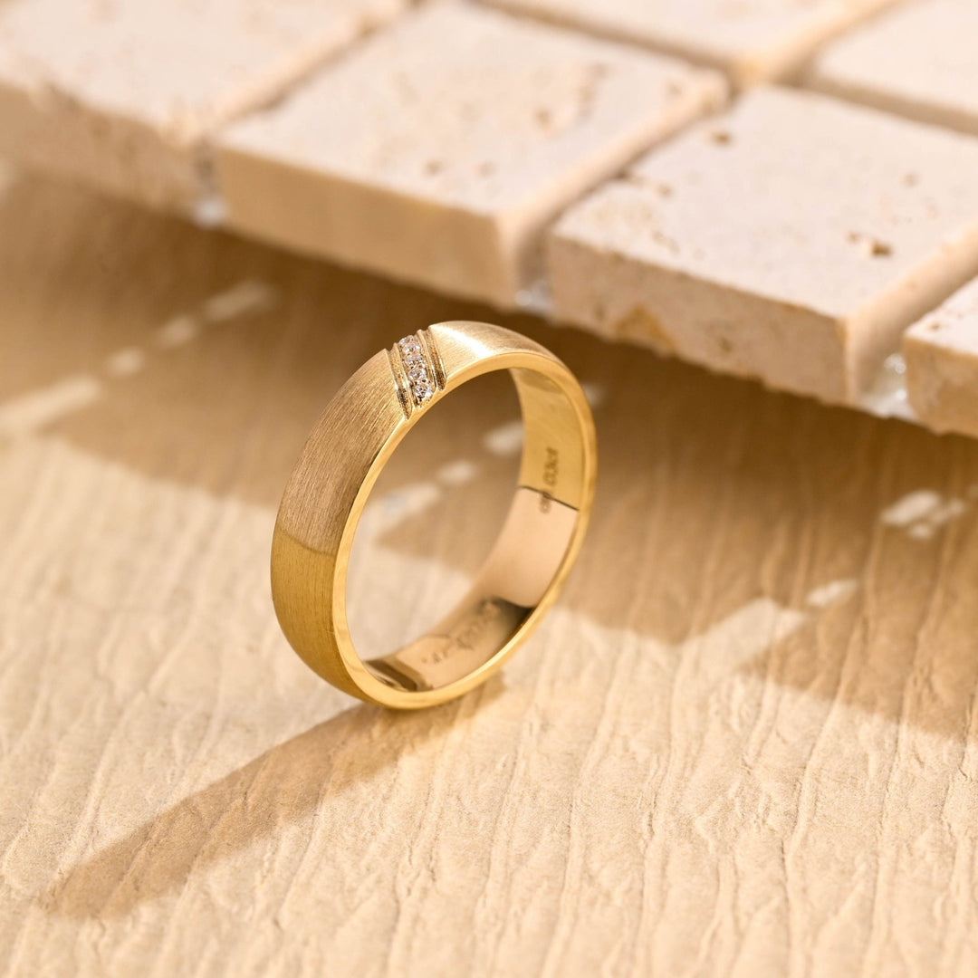 0.15CT Round Cut Lab Grown Men's Wedding Band in Solid Gold - Doozy Diamonds