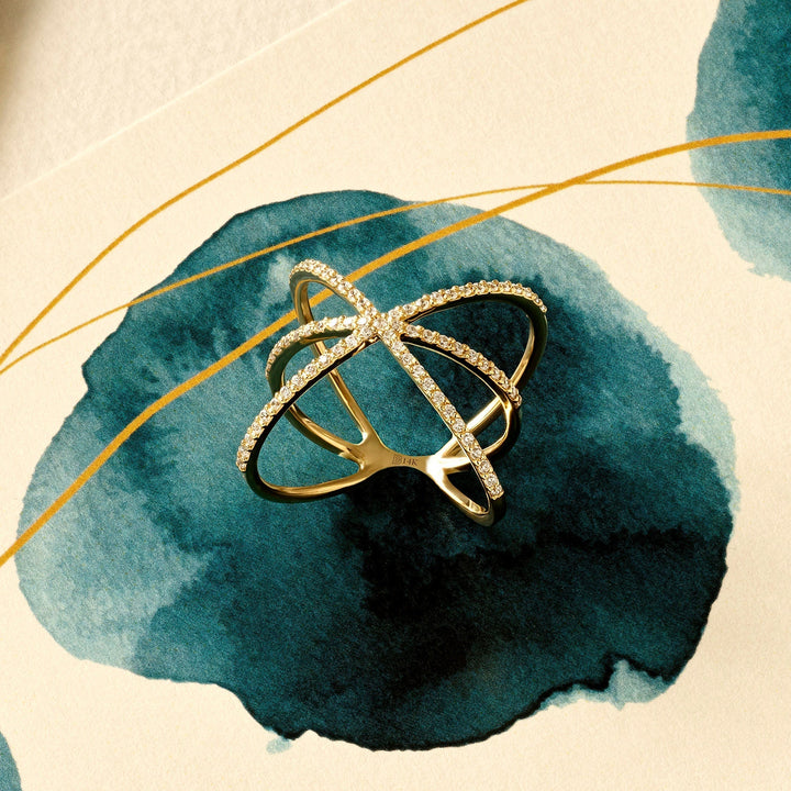 1.5CT Round Criss Cross lab grown diamonds Wedding Band For Women - Doozy Diamonds