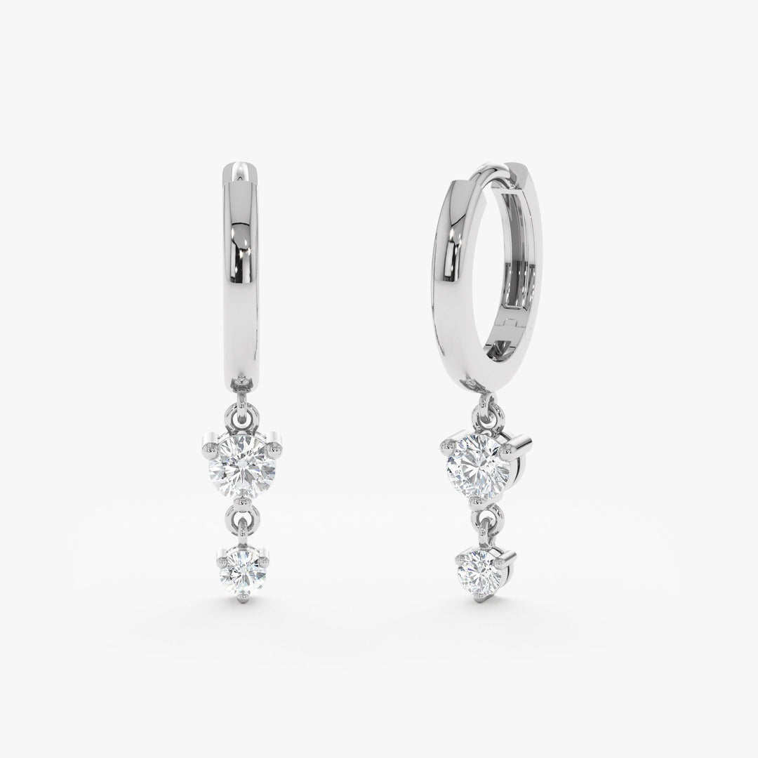 0.32CT Round Two Stone lab grown diamonds Huggie Hoop Earrings - Doozy Diamonds