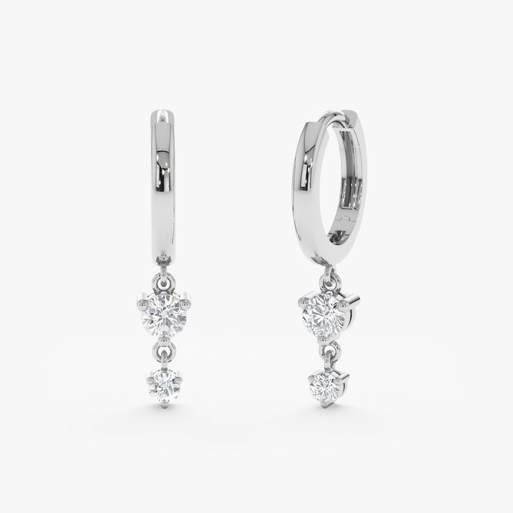 0.32CT Round Two Stone lab grown diamonds Huggie Hoop Earrings - Doozy Diamonds