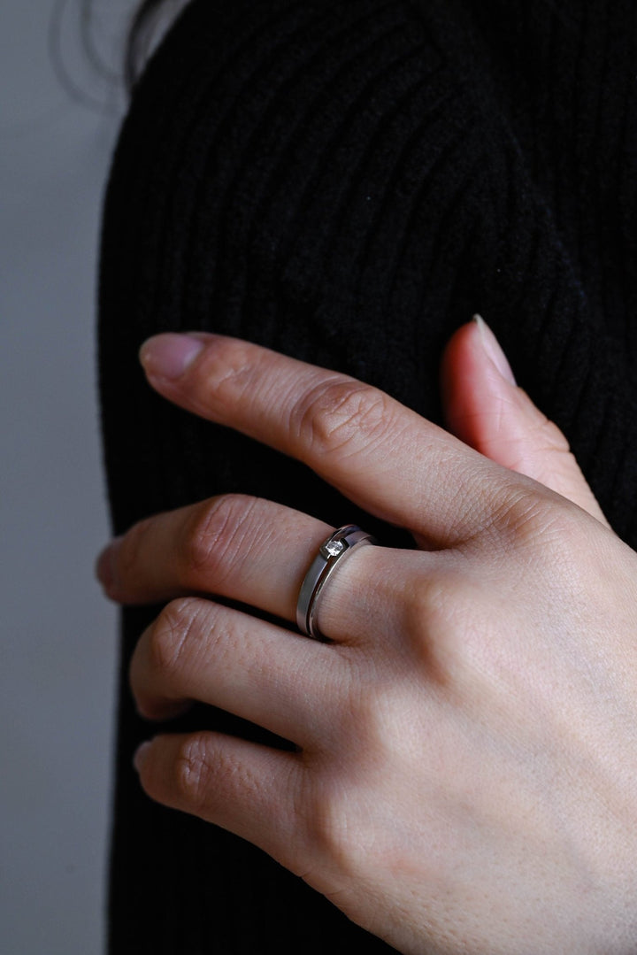 0.01CT Round Cut Minimalist Lab Grown Men's Wedding Band in Solid Gold - Doozy Diamonds