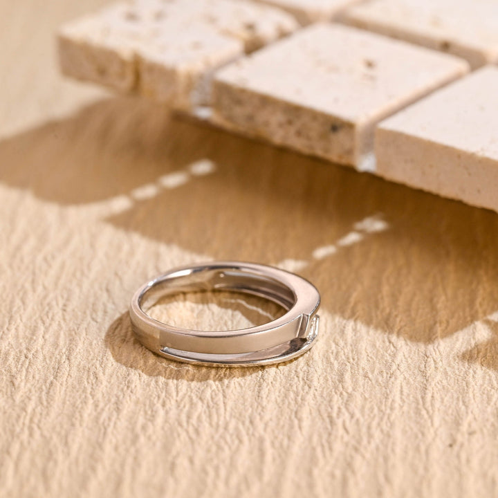 0.01CT Round Cut Minimalist Lab Grown Men's Wedding Band in Solid Gold - Doozy Diamonds