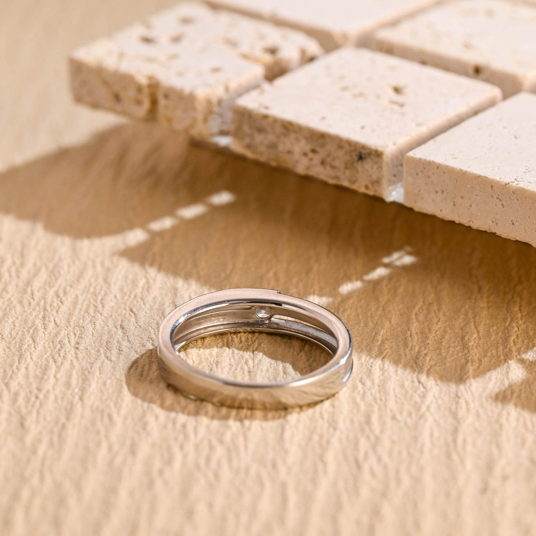 0.01CT Round Cut Minimalist Lab Grown Men's Wedding Band in Solid Gold - Doozy Diamonds