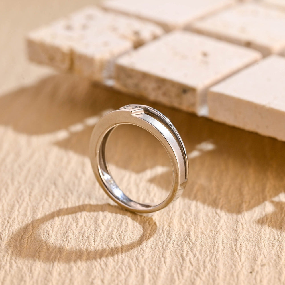 0.01CT Round Cut Minimalist Lab Grown Men's Wedding Band in Solid Gold - Doozy Diamonds