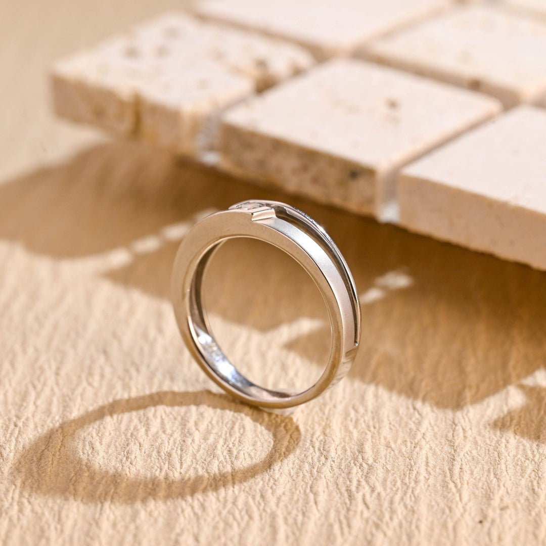 0.01CT Round Cut Minimalist Lab Grown Men's Wedding Band in Solid Gold - Doozy Diamonds
