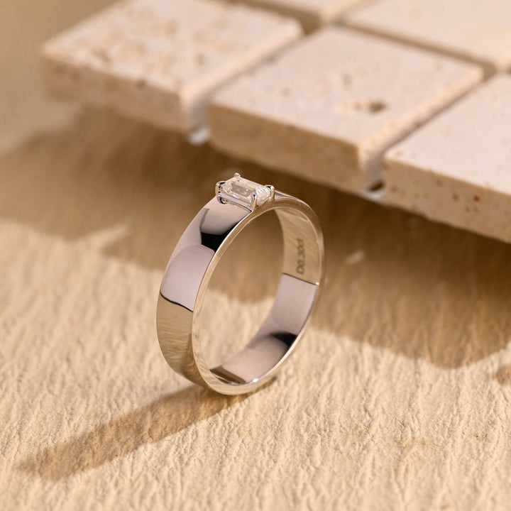0.50CT Emerald Cut Lab Grown Minimalist Men's Wedding Band - Doozy Diamonds