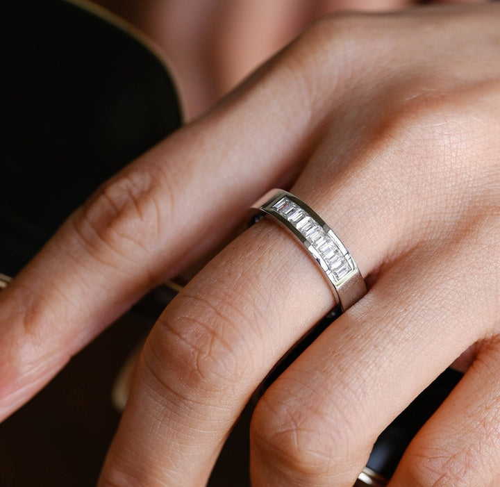 0.40CT Emerald Cut Lab Grown Men's Wedding Band in Solid Gold - Doozy Diamonds