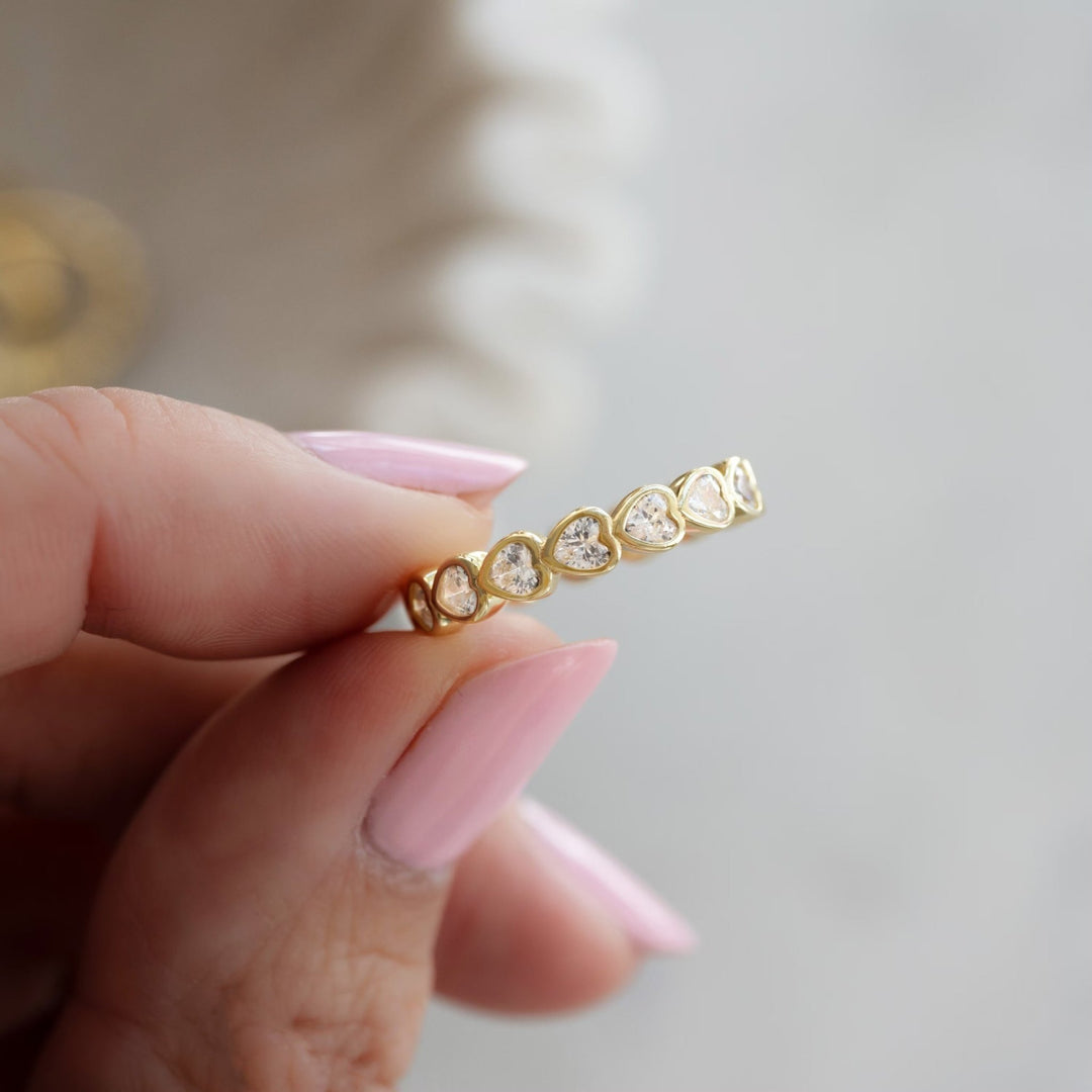 Bezel Set Heart Shape Eternity Diamond Band for Her - Doozy Diamonds