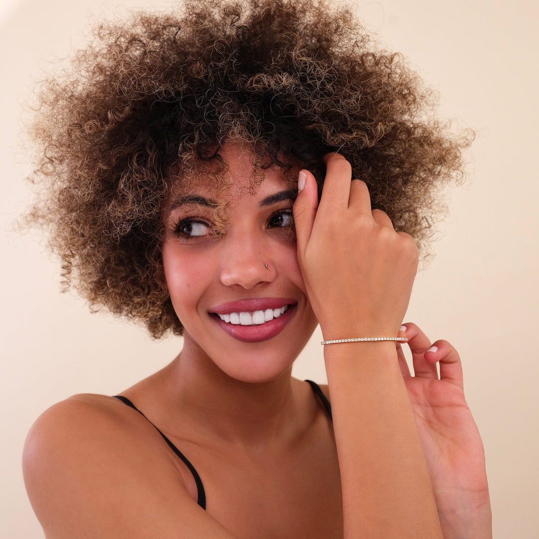 Round Cut Diamond Tennis Bangle Bracelet for Halloween Gift - Doozy Diamonds