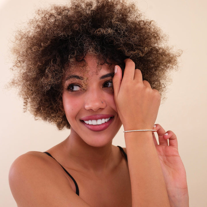Round Cut Diamond Tennis Bangle Bracelet for Halloween Gift - Doozy Diamonds