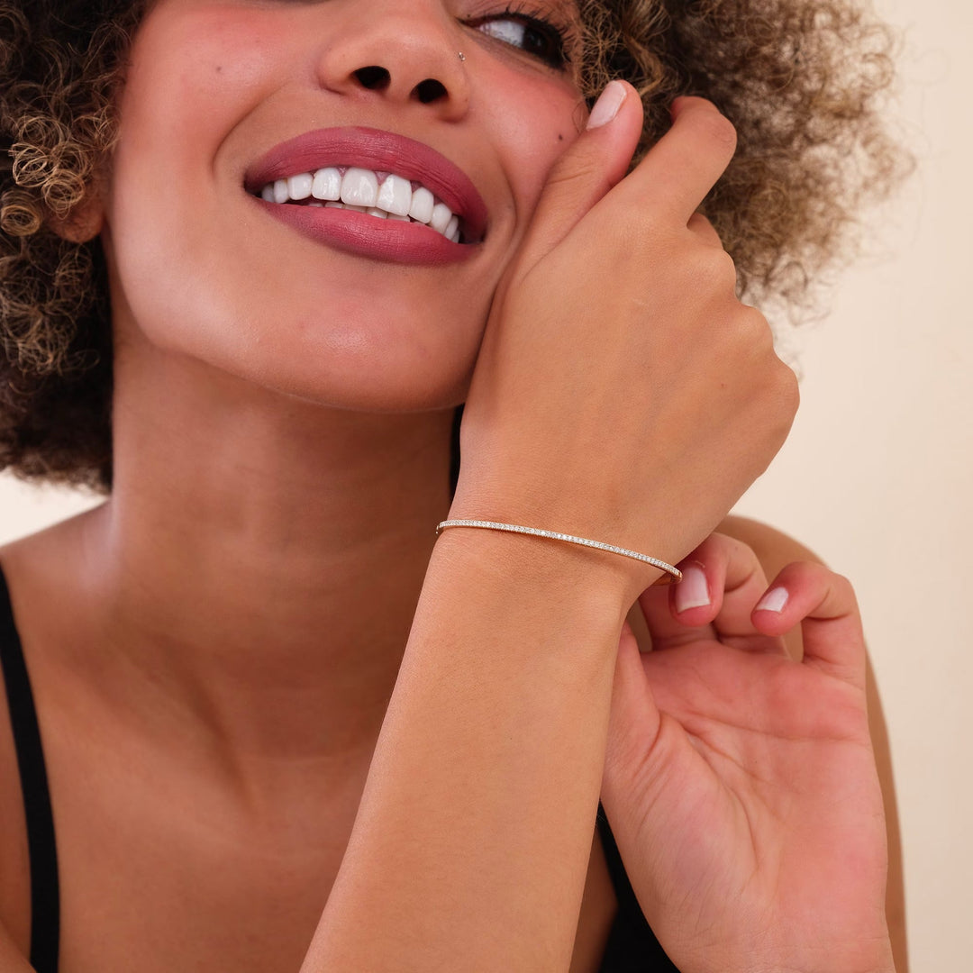 Round Cut Diamond Bracelet Bangle for Birthday Gift - Doozy Diamonds