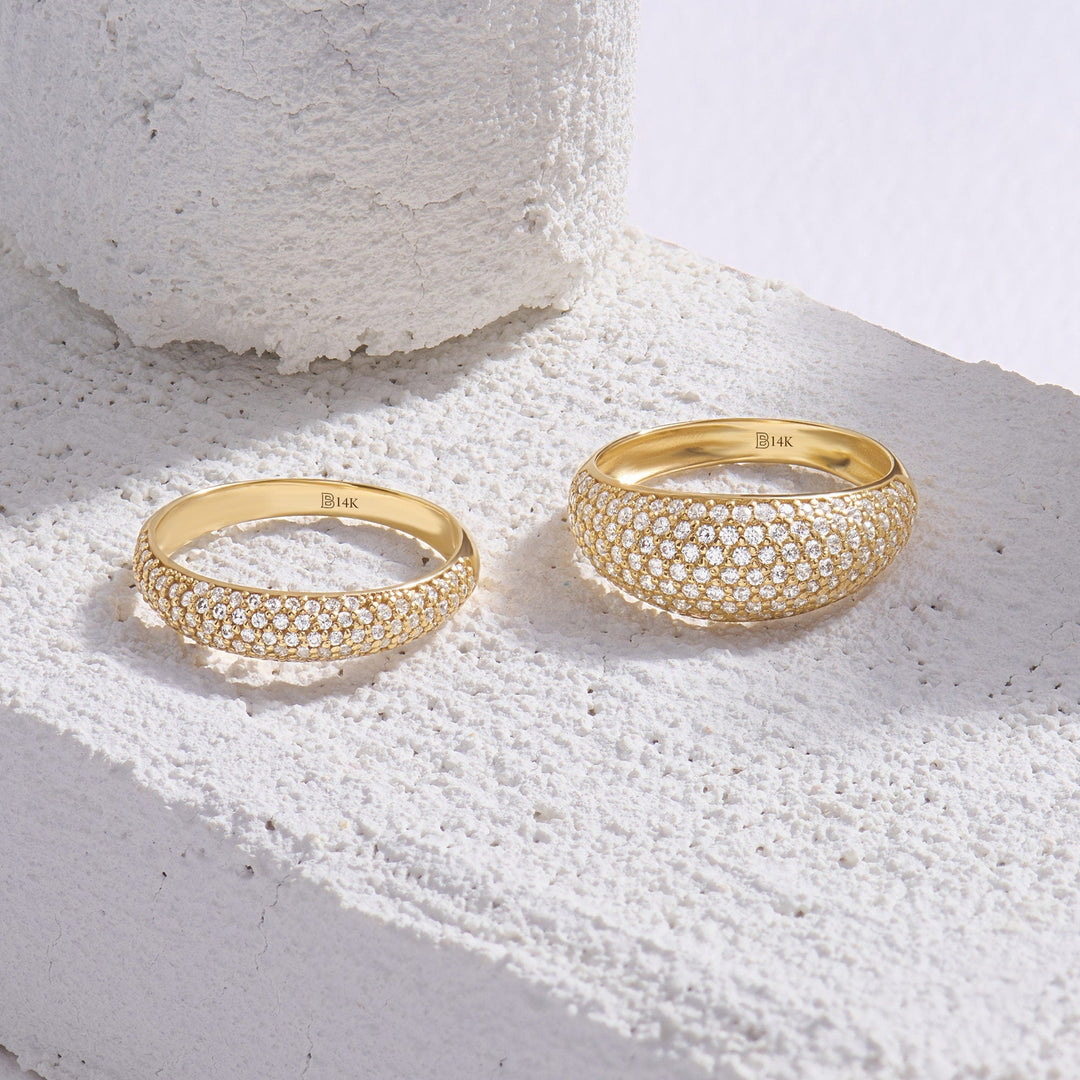 Round Cut Diamond Dome Gold Ring Gift for Women - Doozy Diamonds