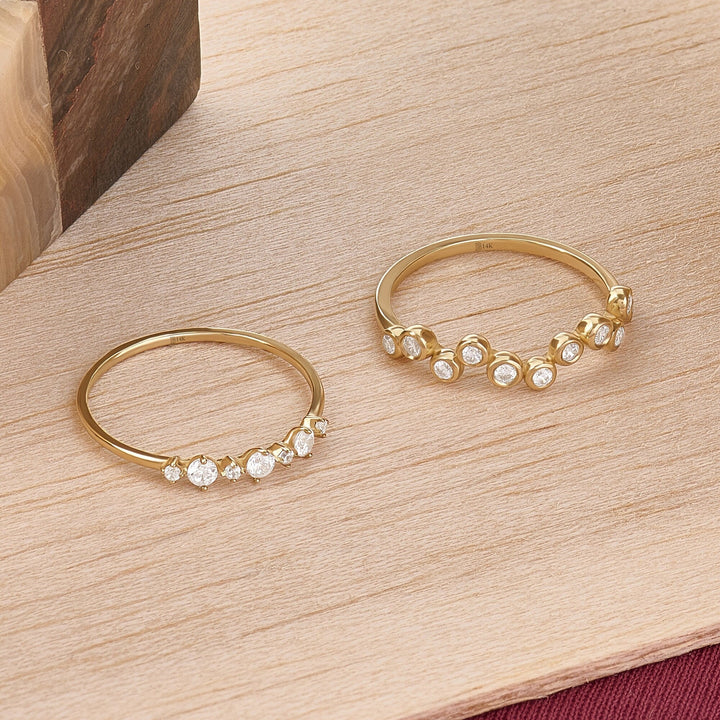 Bezel Set Round Cut Diamond Wedding Ring for Birthday Gift - Doozy Diamonds