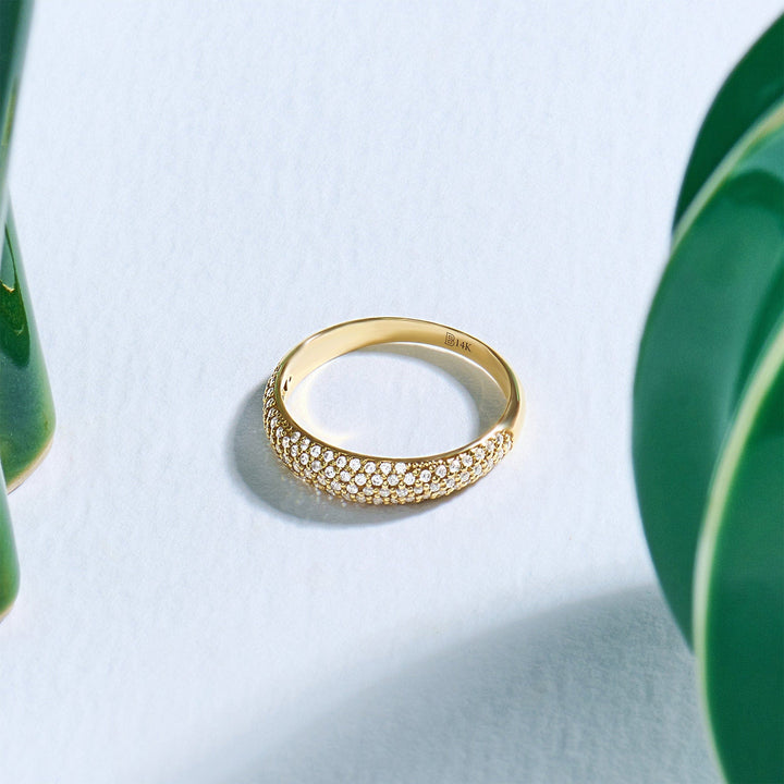 Round Cut Diamond Dome Gold Ring Gift for Women - Doozy Diamonds