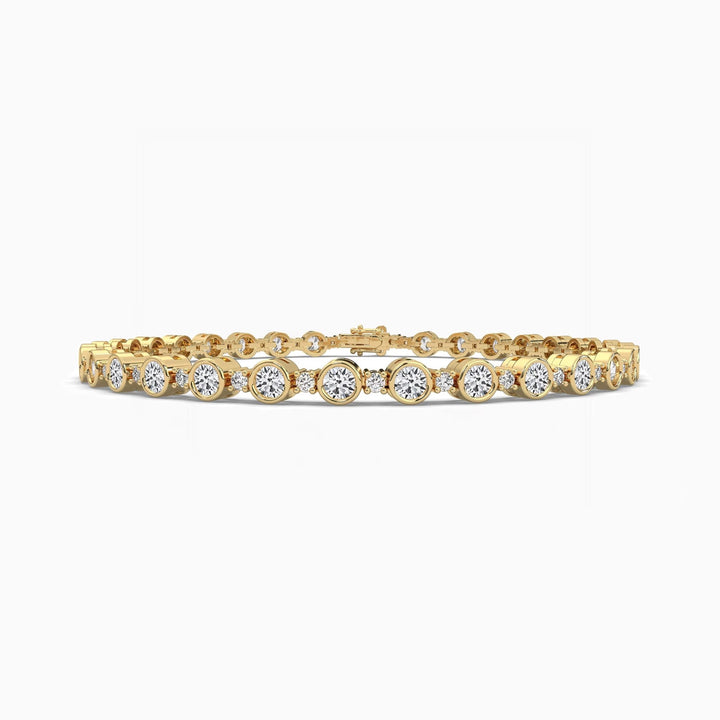 Bezel Set Round Cut Lab-Grown Diamond Tennis Bracelet For Women