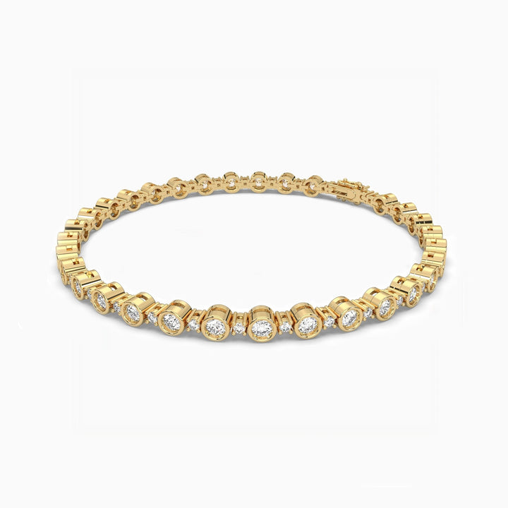 Bezel Set Round Cut Lab-Grown Diamond Tennis Bracelet For Women