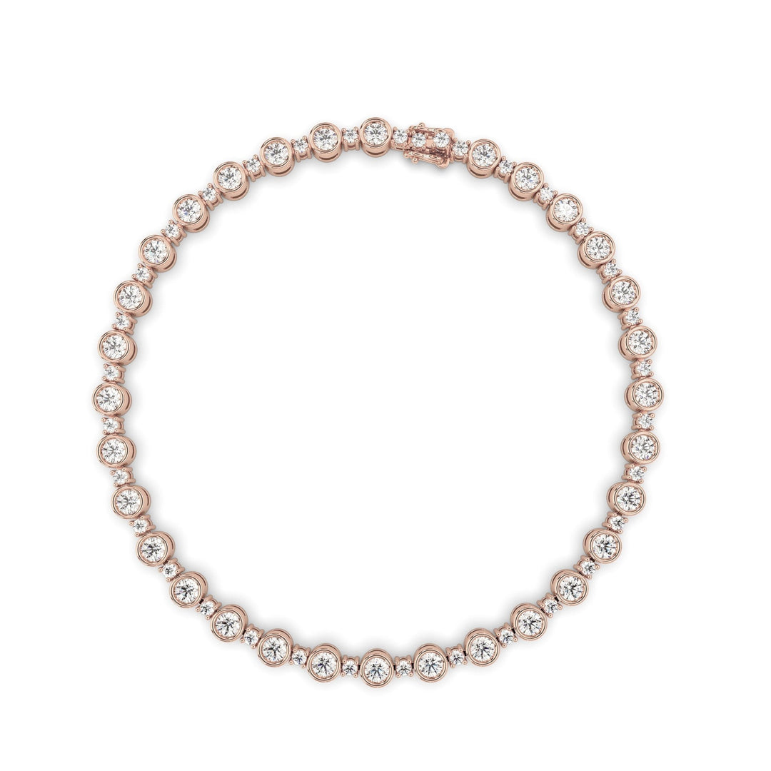 Bezel Set Round Cut Lab-Grown Diamond Tennis Bracelet For Women