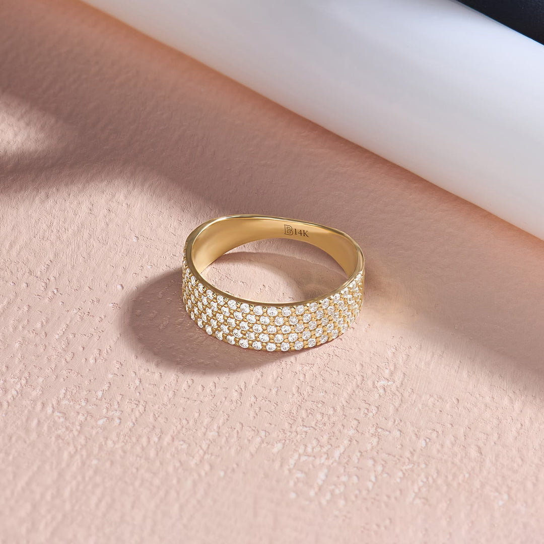 Round Cut Diamond Pave Thick Ring Gift for Her - Doozy Diamonds