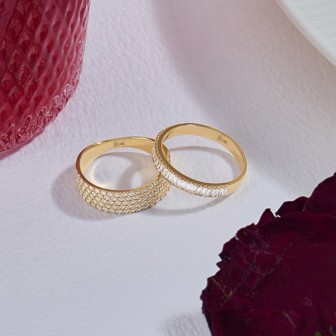 Round Cut Diamond lab grown diamond Flat Wedding Band in 18K Gold - Doozy Diamonds