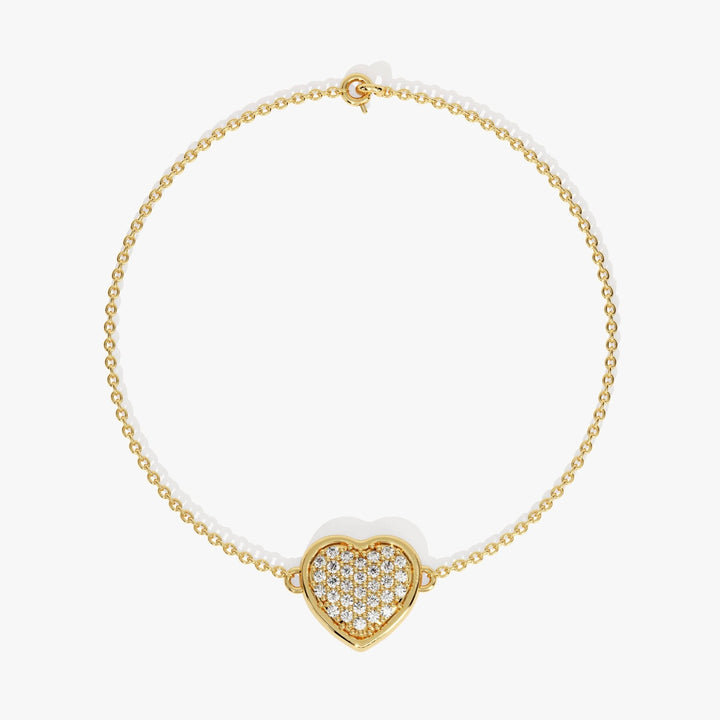 Round Cut Diamond Heart Bracelet For Her - Doozy Diamonds