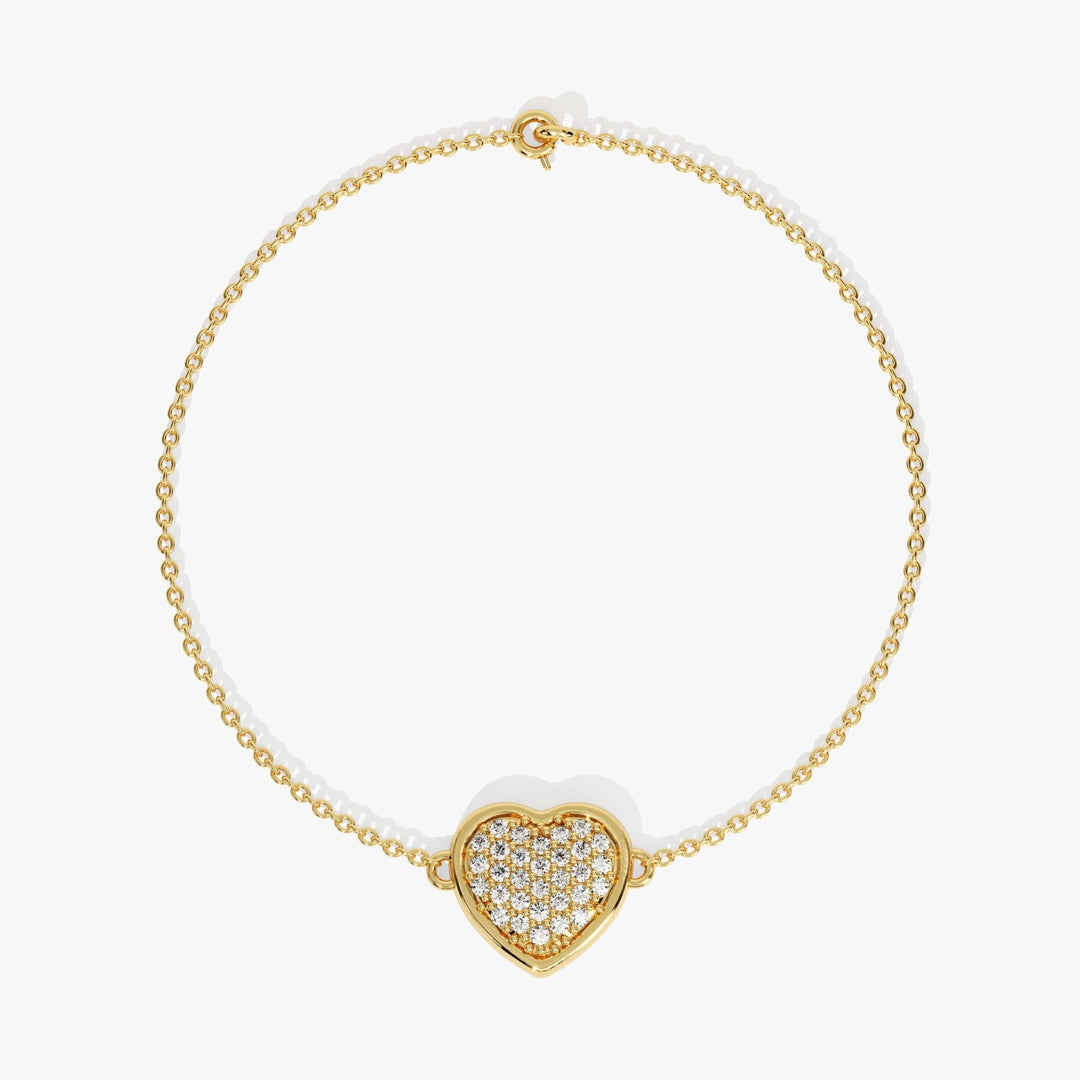 Round Cut Diamond Heart Bracelet For Her - Doozy Diamonds