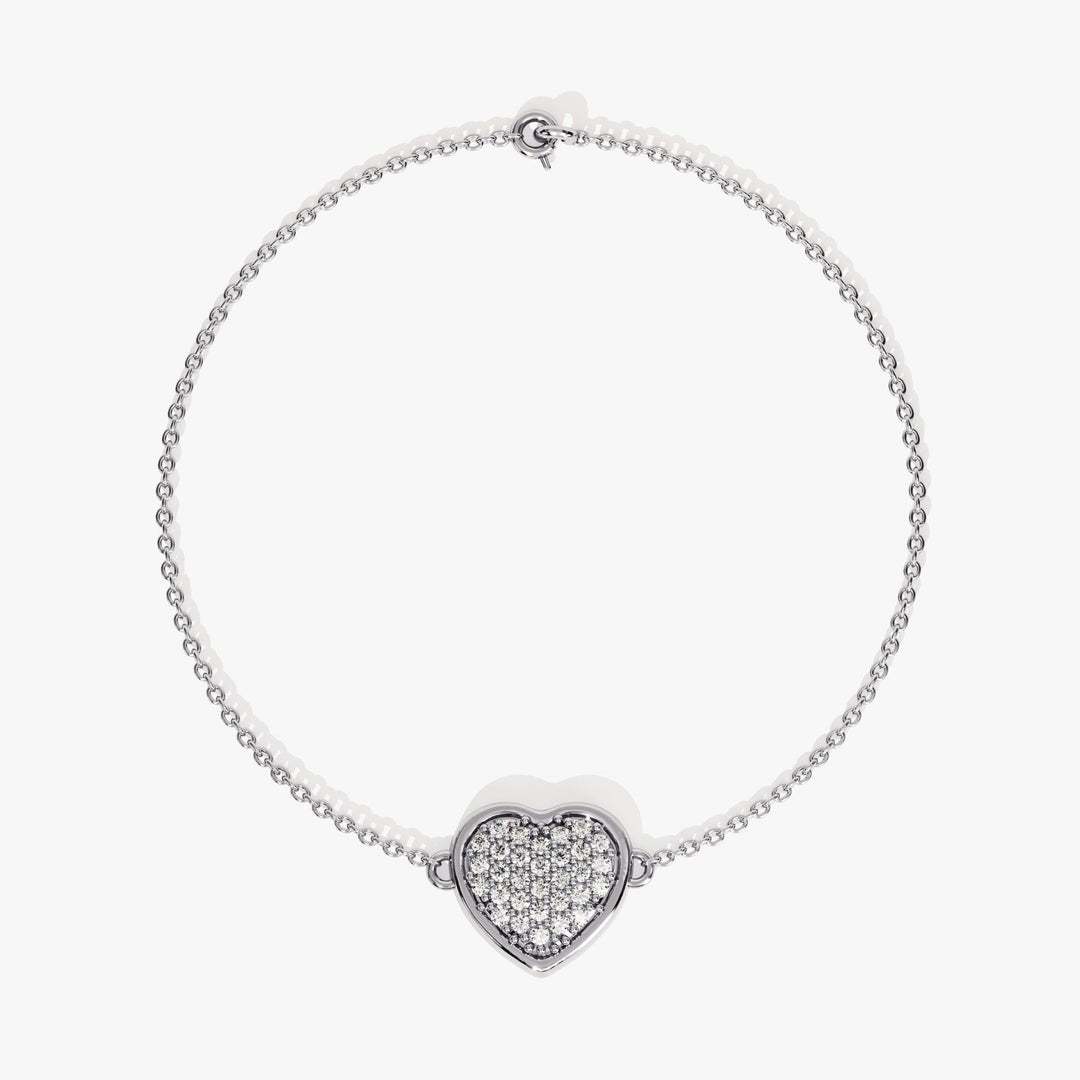 Round Cut Diamond Heart Bracelet For Her - Doozy Diamonds