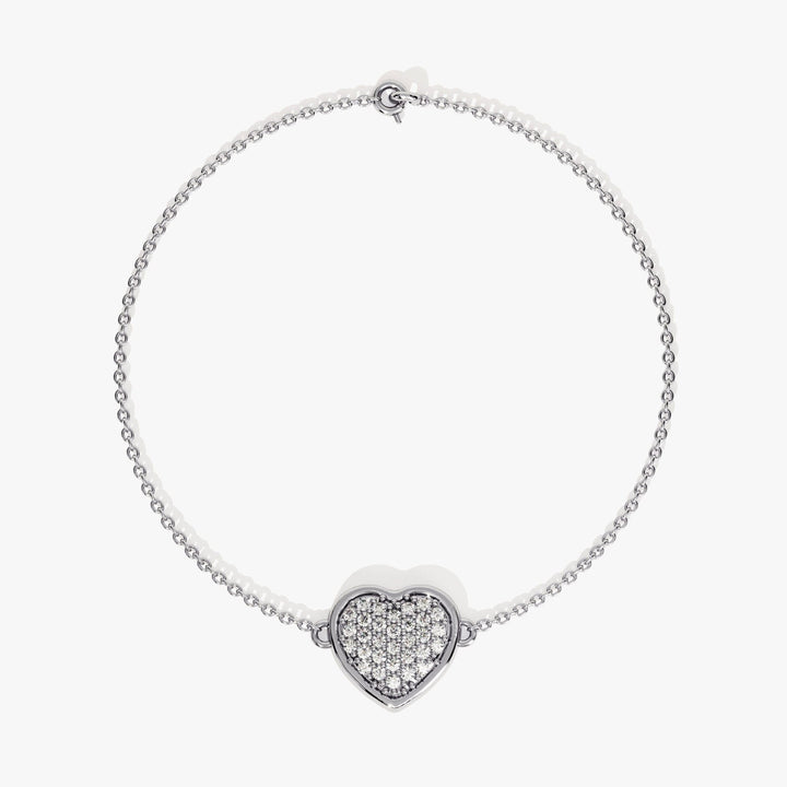 Round Cut Diamond Heart Bracelet For Her - Doozy Diamonds