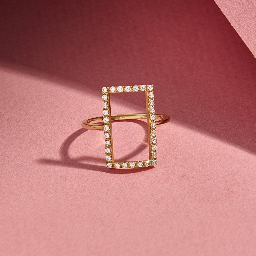 0.76CT Round Rectangle Shaped lab grown diamonds Solitaire Ring - Doozy Diamonds